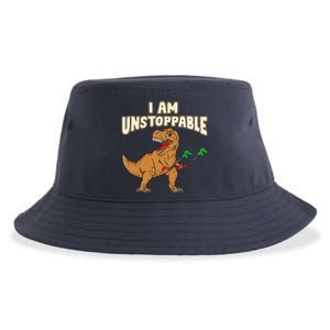 I Am Unstoppable TRex Funny Short Dinosaur Arms Joke Sustainable Bucket Hat