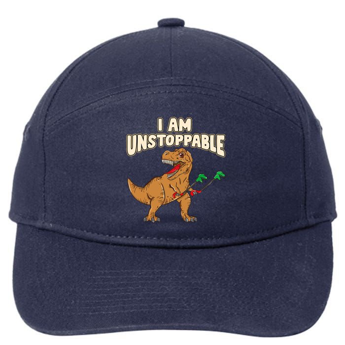 I Am Unstoppable TRex Funny Short Dinosaur Arms Joke 7-Panel Snapback Hat