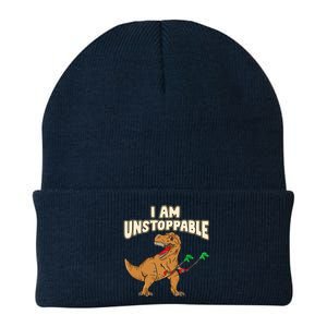 I Am Unstoppable TRex Funny Short Dinosaur Arms Joke Knit Cap Winter Beanie