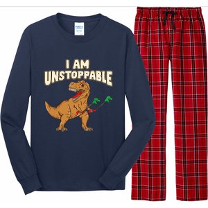 I Am Unstoppable TRex Funny Short Dinosaur Arms Joke Long Sleeve Pajama Set