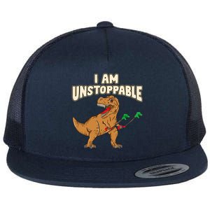 I Am Unstoppable TRex Funny Short Dinosaur Arms Joke Flat Bill Trucker Hat