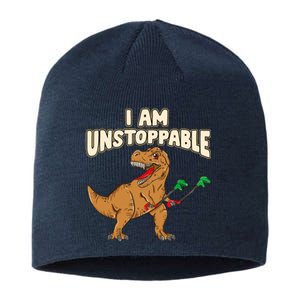 I Am Unstoppable TRex Funny Short Dinosaur Arms Joke Sustainable Beanie