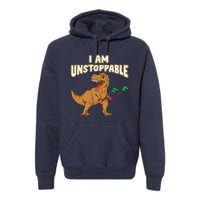 I Am Unstoppable TRex Funny Short Dinosaur Arms Joke Premium Hoodie