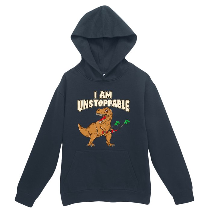 I Am Unstoppable TRex Funny Short Dinosaur Arms Joke Urban Pullover Hoodie