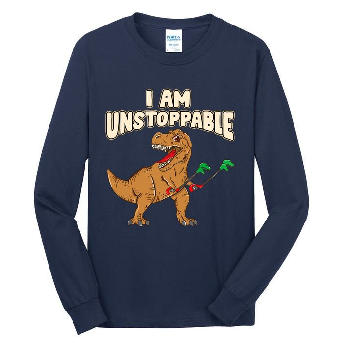 I Am Unstoppable TRex Funny Short Dinosaur Arms Joke Tall Long Sleeve T-Shirt