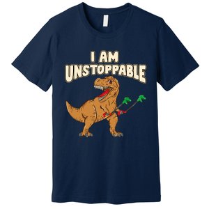 I Am Unstoppable TRex Funny Short Dinosaur Arms Joke Premium T-Shirt