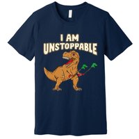 I Am Unstoppable TRex Funny Short Dinosaur Arms Joke Premium T-Shirt