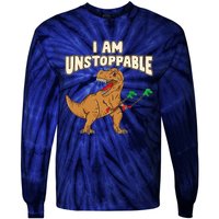 I Am Unstoppable TRex Funny Short Dinosaur Arms Joke Tie-Dye Long Sleeve Shirt