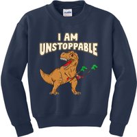 I Am Unstoppable TRex Funny Short Dinosaur Arms Joke Kids Sweatshirt