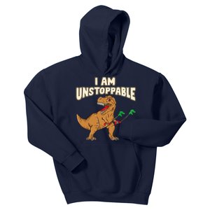 I Am Unstoppable TRex Funny Short Dinosaur Arms Joke Kids Hoodie