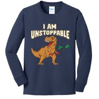 I Am Unstoppable TRex Funny Short Dinosaur Arms Joke Kids Long Sleeve Shirt