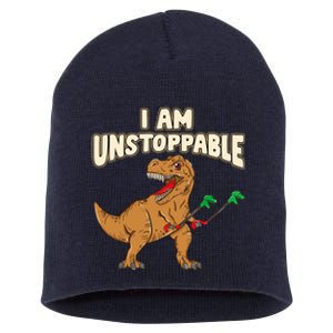 I Am Unstoppable TRex Funny Short Dinosaur Arms Joke Short Acrylic Beanie