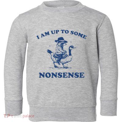 I Am Up To Some Nonsense Funny Goose Raccoon Sarcasm Saying Toddler Sweatshirt