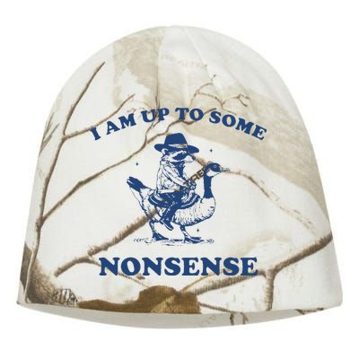 I Am Up To Some Nonsense Funny Goose Raccoon Sarcasm Saying Kati - Camo Knit Beanie