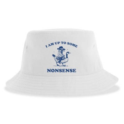 I Am Up To Some Nonsense Funny Goose Raccoon Sarcasm Saying Sustainable Bucket Hat