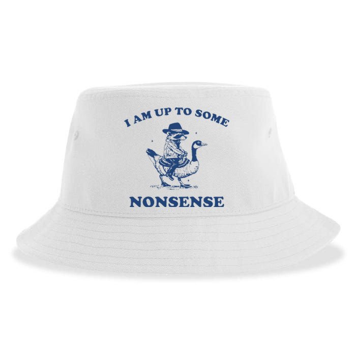 I Am Up To Some Nonsense Funny Goose Raccoon Sarcasm Saying Sustainable Bucket Hat