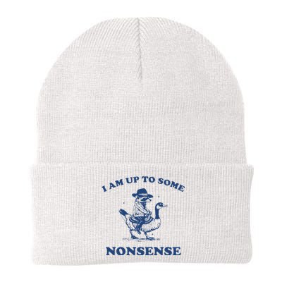 I Am Up To Some Nonsense Funny Goose Raccoon Sarcasm Saying Knit Cap Winter Beanie