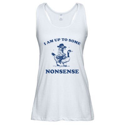 I Am Up To Some Nonsense Funny Goose Raccoon Sarcasm Saying Ladies Essential Flowy Tank