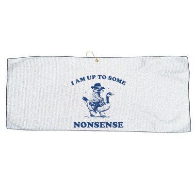 I Am Up To Some Nonsense Funny Goose Raccoon Sarcasm Saying Large Microfiber Waffle Golf Towel