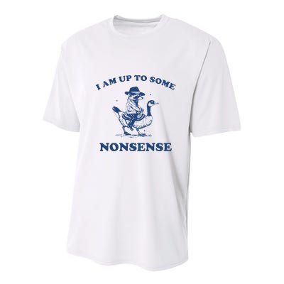 I Am Up To Some Nonsense Funny Goose Raccoon Sarcasm Saying Youth Performance Sprint T-Shirt