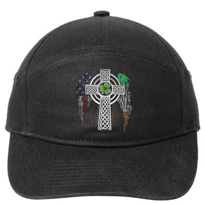 Irish American USA Flag Celtic Cross St Patricks Day 7-Panel Snapback Hat