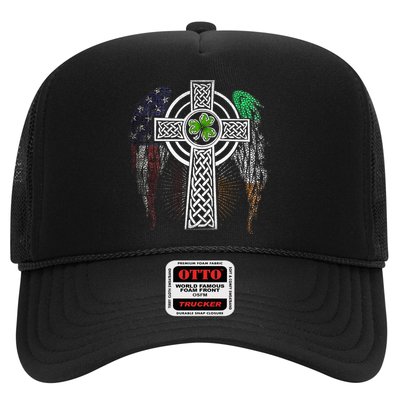 Irish American USA Flag Celtic Cross St Patricks Day Trucker Hat