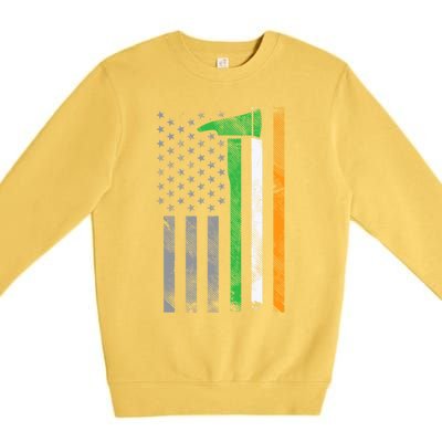 Irish American Us Flag Firefighter Axe Fire St Patricks Day Funny Gift Premium Crewneck Sweatshirt