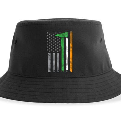 Irish American Us Flag Firefighter Axe Fire St Patricks Day Funny Gift Sustainable Bucket Hat