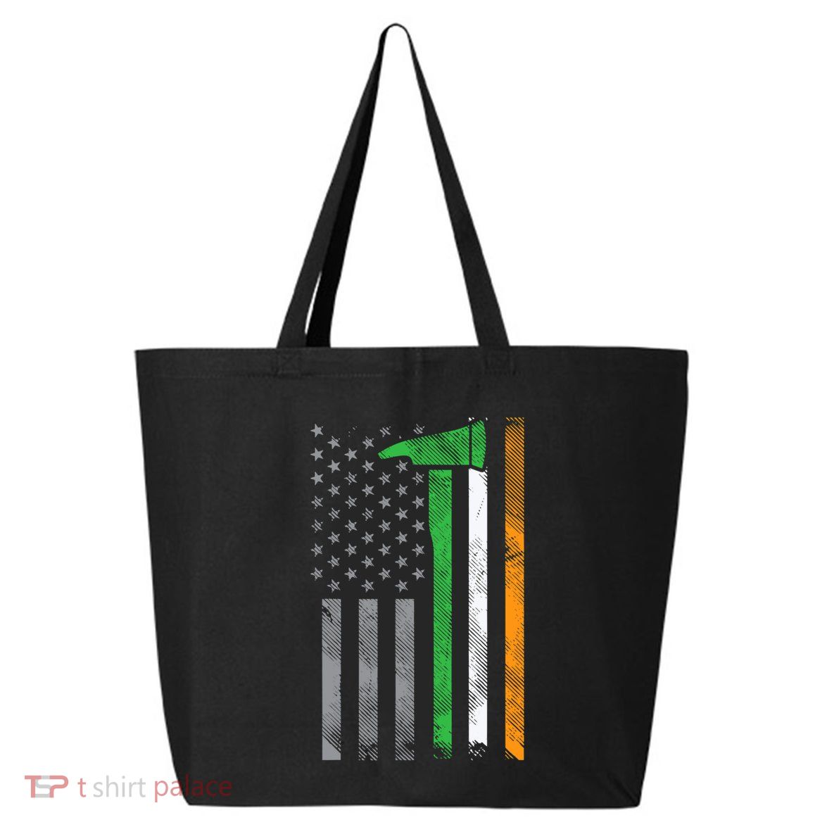 Irish American Us Flag Firefighter Axe Fire St Patricks Day Funny Gift 25L Jumbo Tote