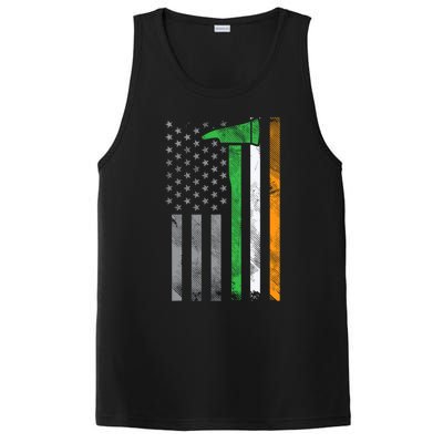 Irish American Us Flag Firefighter Axe Fire St Patricks Day Funny Gift PosiCharge Competitor Tank