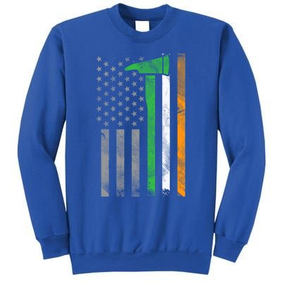 Irish American Us Flag Firefighter Axe Fire St Patricks Day Funny Gift Sweatshirt