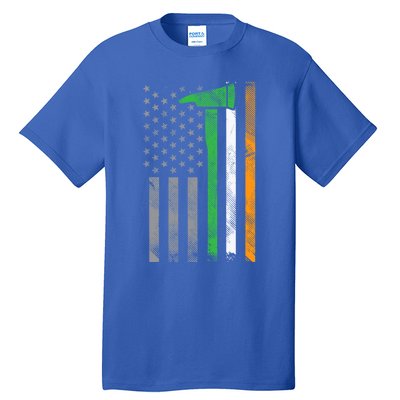 Irish American Us Flag Firefighter Axe Fire St Patricks Day Funny Gift Tall T-Shirt