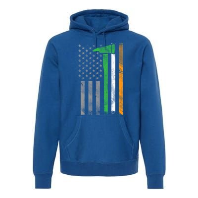 Irish American Us Flag Firefighter Axe Fire St Patricks Day Funny Gift Premium Hoodie