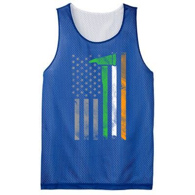 Irish American Us Flag Firefighter Axe Fire St Patricks Day Funny Gift Mesh Reversible Basketball Jersey Tank