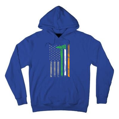 Irish American Us Flag Firefighter Axe Fire St Patricks Day Funny Gift Tall Hoodie