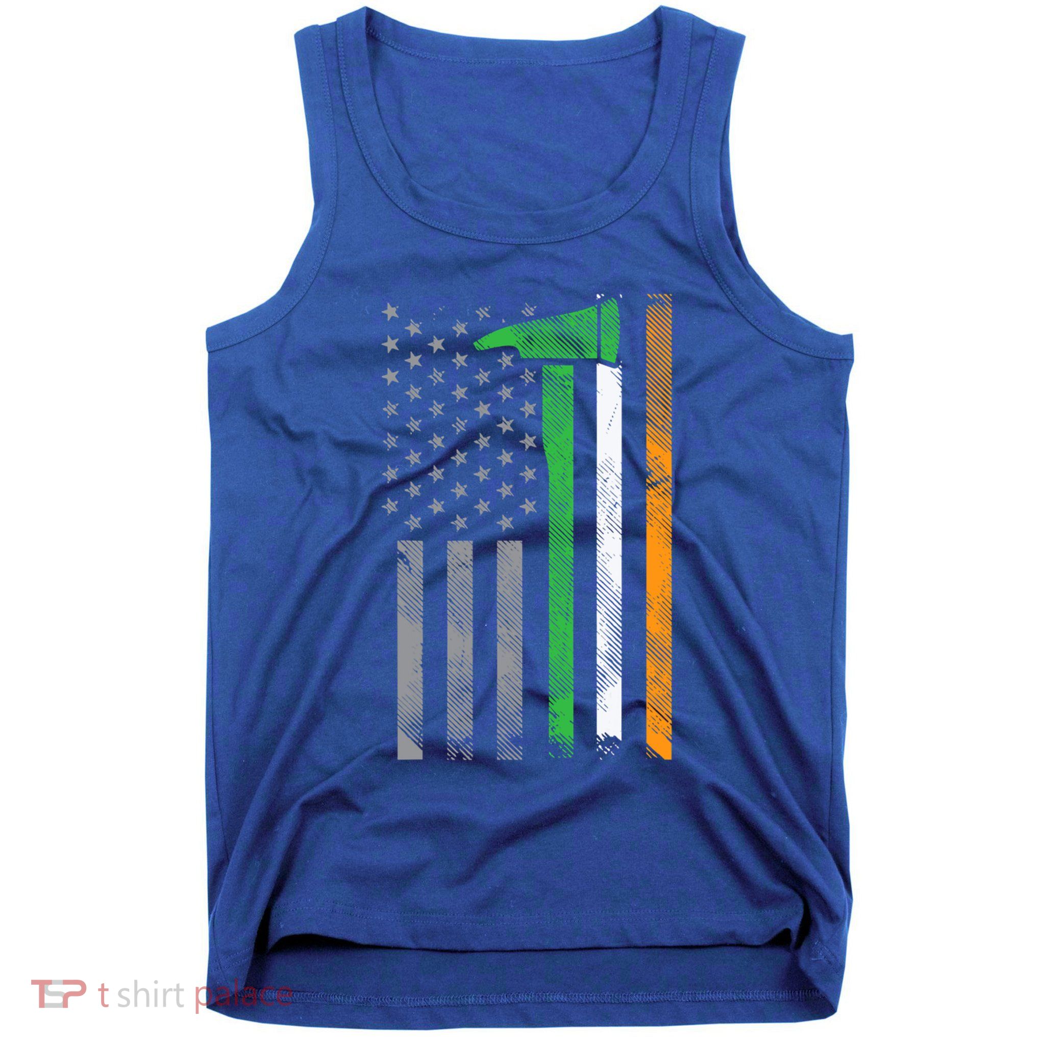 Irish American Us Flag Firefighter Axe Fire St Patricks Day Funny Gift Tank Top