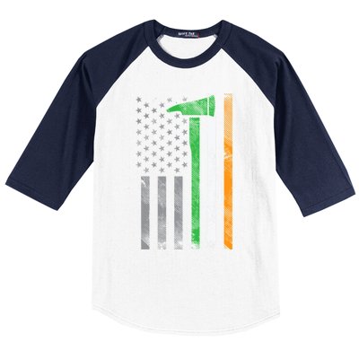 Irish American Us Flag Firefighter Axe Fire St Patricks Day Funny Gift Baseball Sleeve Shirt