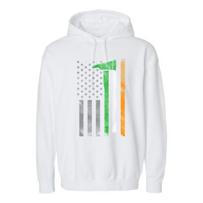 Irish American Us Flag Firefighter Axe Fire St Patricks Day Funny Gift Garment-Dyed Fleece Hoodie