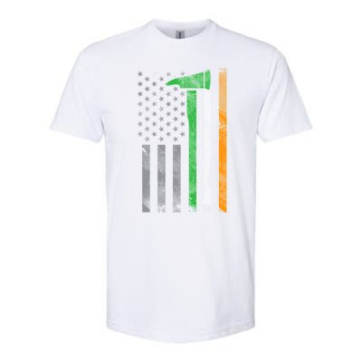 Irish American Us Flag Firefighter Axe Fire St Patricks Day Funny Gift Softstyle CVC T-Shirt