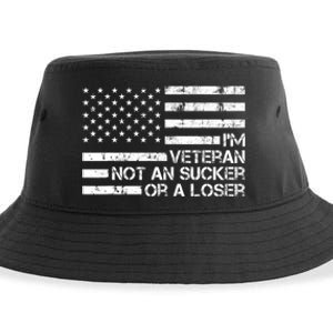 IM A Veteran Not A Sucker Or A Loser Patriotic Quotes Sustainable Bucket Hat