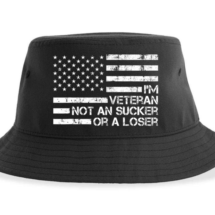 IM A Veteran Not A Sucker Or A Loser Patriotic Quotes Sustainable Bucket Hat