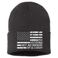 IM A Veteran Not A Sucker Or A Loser Patriotic Quotes Sustainable Knit Beanie