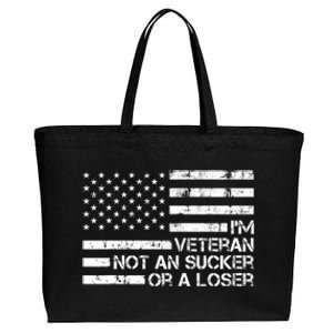 IM A Veteran Not A Sucker Or A Loser Patriotic Quotes Cotton Canvas Jumbo Tote