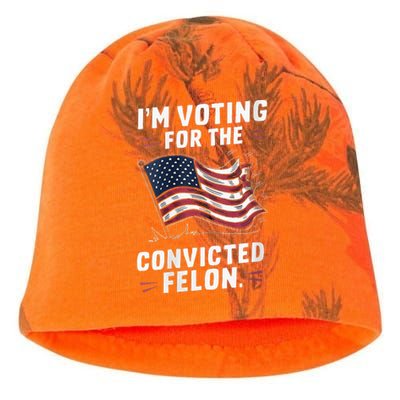 I Am Voting For A Convicted Felon Trump 2024 Kati - Camo Knit Beanie