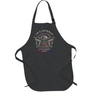 IM A Veteran Not A Sucker Or Loser Flag Harris Walz 2024 Full-Length Apron With Pockets