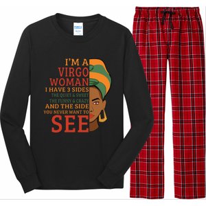 Im A Virgo Woman I Have 3 Sides Funny Long Sleeve Pajama Set