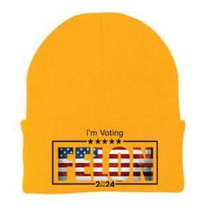 I Am Voting Felon 2024 Trump Usa Flag Knit Cap Winter Beanie