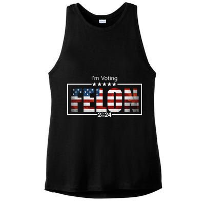 I Am Voting Felon 2024 Trump Usa Flag Ladies PosiCharge Tri-Blend Wicking Tank