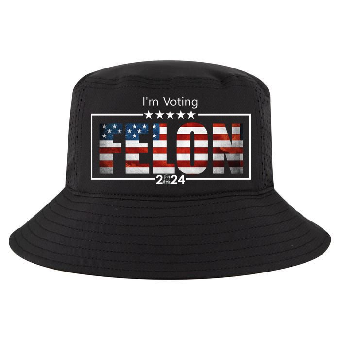 I Am Voting Felon 2024 Trump Usa Flag Cool Comfort Performance Bucket Hat