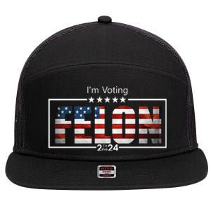 I Am Voting Felon 2024 Trump Usa Flag 7 Panel Mesh Trucker Snapback Hat